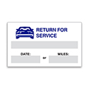 Static Cling Reminders - Return for Service Blue Car - BOX of 100