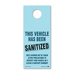 Sanitized Hang Tags - Blue - 3 2/3" X 8 1/2" - Qty. 100 per pack