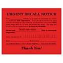 Urgent Recall Notice - RT-6 - 5.5" x 4.25" - Imprinted -  Qty. 1 each