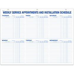 Weekly Service Appt & Inst Schedule - 9927 - 22" x 17" 52 Per Pad