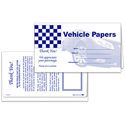 Vehicle Paper Wallet - Blue with Checkered Flag - Qty. 50