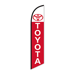 Swooper Banner - TOYOTA (WHITE W/ RED LETTERS) - Qty. 1