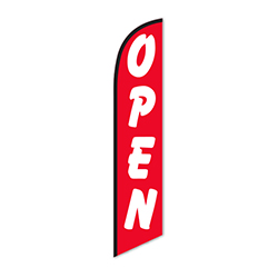 Swooper Banner - OPEN (WHITE LETTER/RED BACKGROUND) - Qty. 1