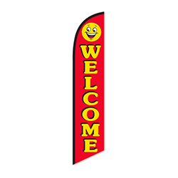 Swooper Banner - Welcome w/Smiley Face (Red) - Qty. 1