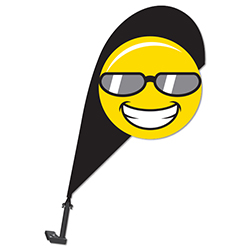 3D Clip on Paddle Flag - Smiley with Sunglasses  - Qty. 1