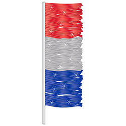 Antenna Flag - Metallic Fringe - Red, Silver & Blue -  Qty. 12