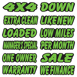 Green & Black Die Cut Slogan Stickers