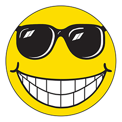 Window Sticker - Happy Face with Sun Glasses - 6" Diameter - Qty. 12