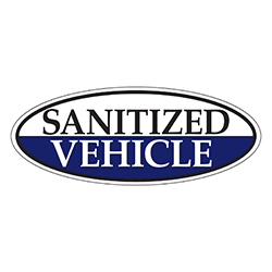 Window Sticker, Blue Oval, Sanitized Vehicle - Qty. 12