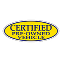 Window Sticker, Blue on Yellow Oval, CERTIFIED PRE OWNED VEHICLE - Qty. 12