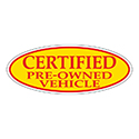 Window Sticker, Red on Yellow Oval, CERTIFIED PRE OWNED VEHICLE - Qty. 12