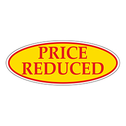 Window Sticker, Red on Yellow Oval, PRICE REDUCED - Qty. 12