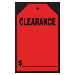 Window Price Sticker - Hang Tag - Red - Clearance - 7" x 11" -  Qty. 12