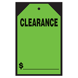 Window Price Sticker - Hang Tag - Green - Clearance - 7" x 11" -  Qty. 12