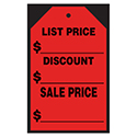 Window Price Sticker - Hang Tag - Red - List/Discount -7" x 11"- Qty. 12