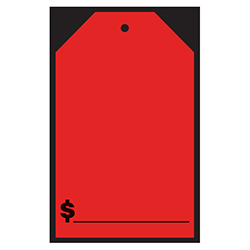 Window Price Sticker - Hang Tag - Red - $ Amount  -7" x 11"- Qty. 12