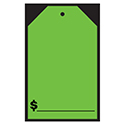 Window Price Sticker - Hang Tag - Green - $ Amount  -7" x 11"- Qty. 12