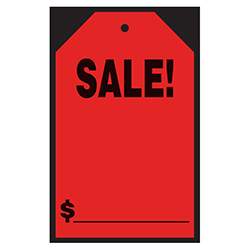 Window Price Sticker - Hang Tag - Red - Sale!  -7" x 11"- Qty. 12