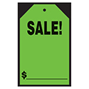 Window Price Sticker - Hang Tag - Green - Sale!  -7" x 11"- Qty. 12