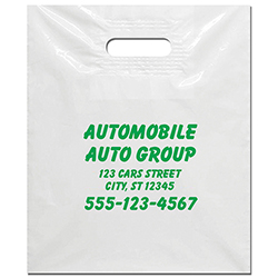 White Plastic Patch Handle Bags - 15 x 18 x 4 - CUSTOM -  Qty. 1
