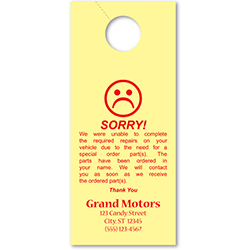 Custom Hang Tags - Yellow - 3 2/3" X 8 1/2" - Qty. 1