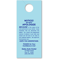 Custom Hang Tags - Blue - 3 2/3" X 8 1/2" - Qty. 1 Each