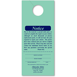 Custom Hang Tags - Green - 3 2/3" X 8 1/2" - Qty. 1