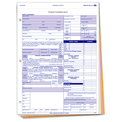 Rental Agreement - CFD-252-PA4 - 4 Part - IMPRINTED - Qty. 1