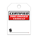 Hang Tag - Certified Pre Owned Vehicle - 8.5" x 11.5" - Qty. 50