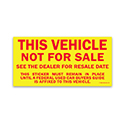 Vehicle Not for Sale Sticker - 2 3/4" x 5 1/2" - Qty. 100