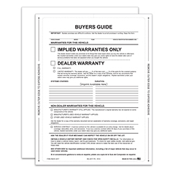 Interior Buyers Guide - Implied Warranty - P/A - Imprinted - Qty. 1 each