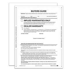 Interior Buyers Guide-Implied Warranty-P/A -No Lines-Imprinted - Qty. 1 eac