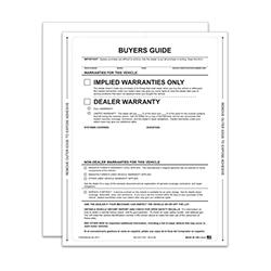 Interior Buyers Guide - Implied Warranty - P/A - No Lines - Qty. 100