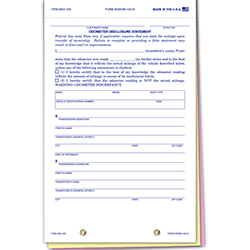 Odometer Disclosure Statement - ODOM-103-N - 3 Part - No Screen - Qty. 100