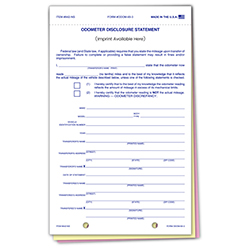 Odometer Disclosure Statement - ODOM-65-3 - 3 Part - No Scrn - Imp Qty. 1 e