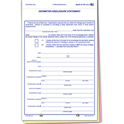 Odometer Disclosure Statement - ODOM-65-3 - 3 Part - No Screen - Qty. 100